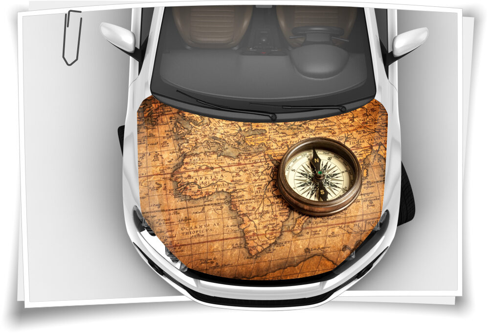 Atlas Kompass Karte Motorhaube Auto-Aufkleber Steinschlag-Schutz