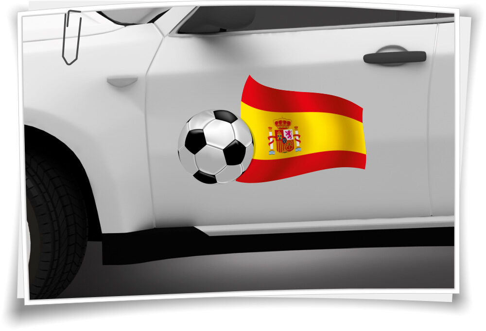 2x Spanien Flagge Autoaufkleber Fahne Fußball Aufkleber Sport EM WM Pokal 