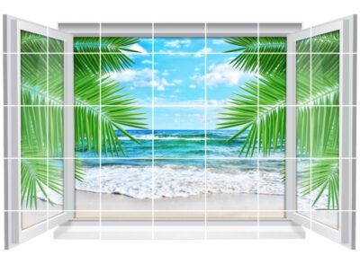 Fliesenaufkleber Fliesenbild Fliesen Strand Palmen Meer Aufkleber Bad Küche WC 