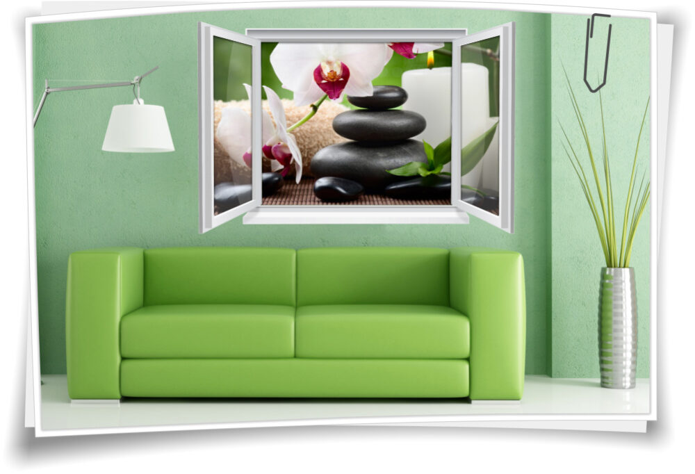 Wandtattoo Wandbild Fenster ZEN SPA Wellness Orchidee