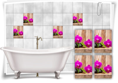Fliesenaufkleber Fliesenbild Fliesen Aufkleber ZEN Wellness SPA Orchidee Bad WC 