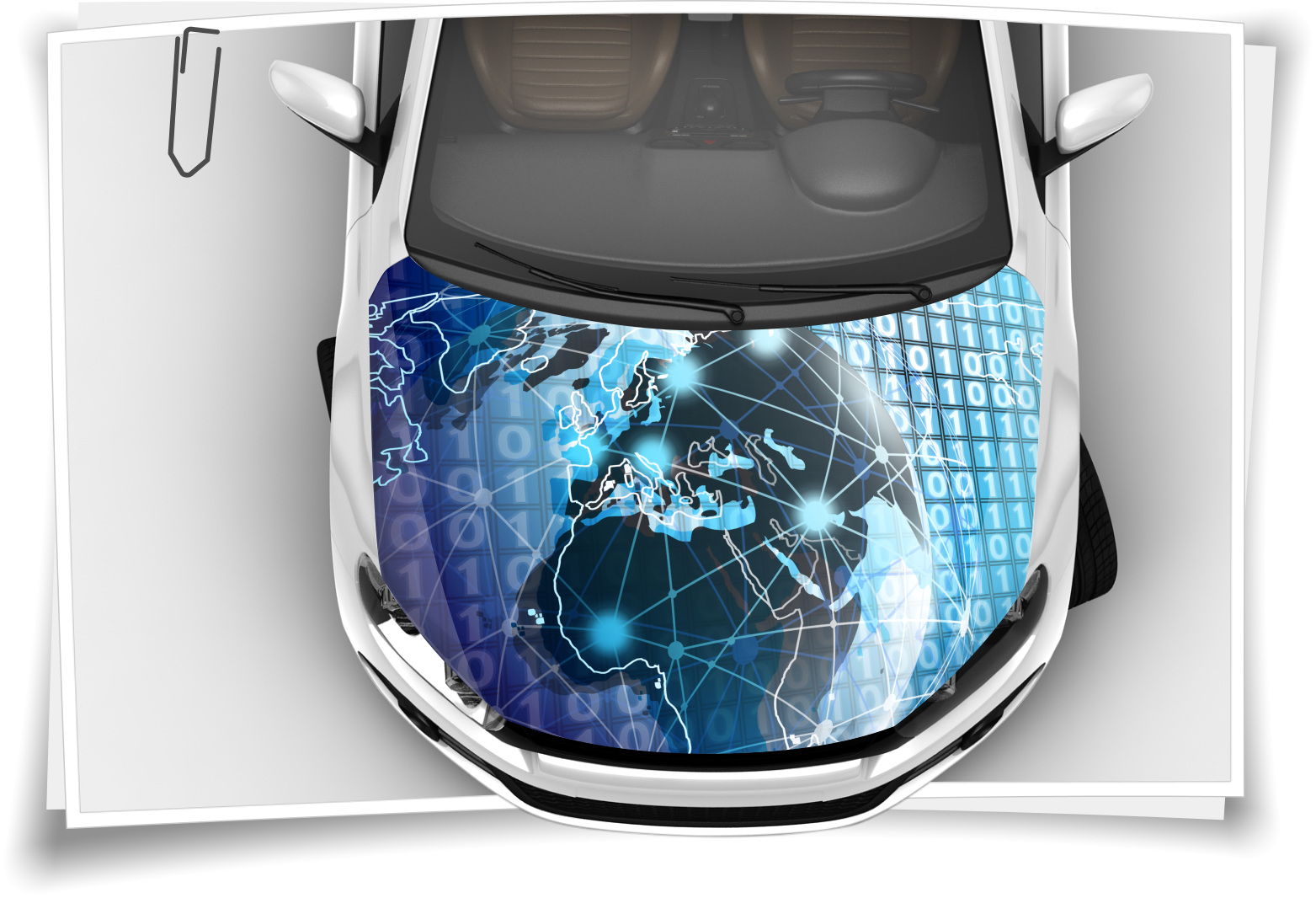 Digital IT Welt Netzwerk Motorhaube Auto-Aufkleber Steinschlag