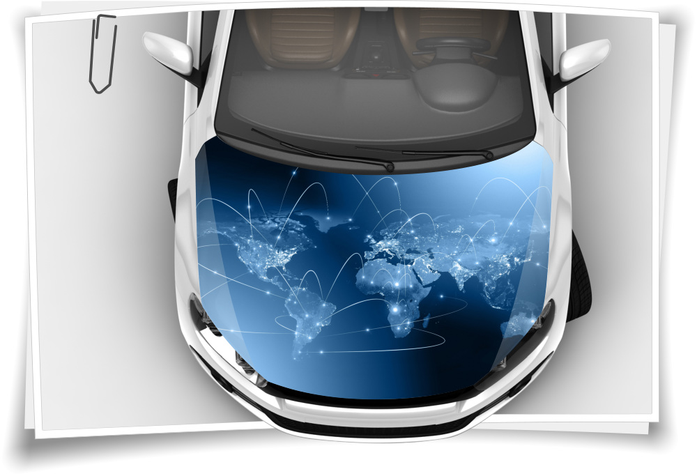 Welt Welt-Karte Digital Art Netz Blau Motorhaube Auto-Aufkleber  Steinschlag-Schutz-Folie Airbrush Tuning – Medianlux-Shop