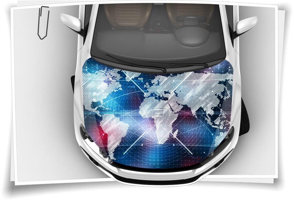 Welt Welt-Karte Digital Art Netz Motorhaube Auto-Aufkleber