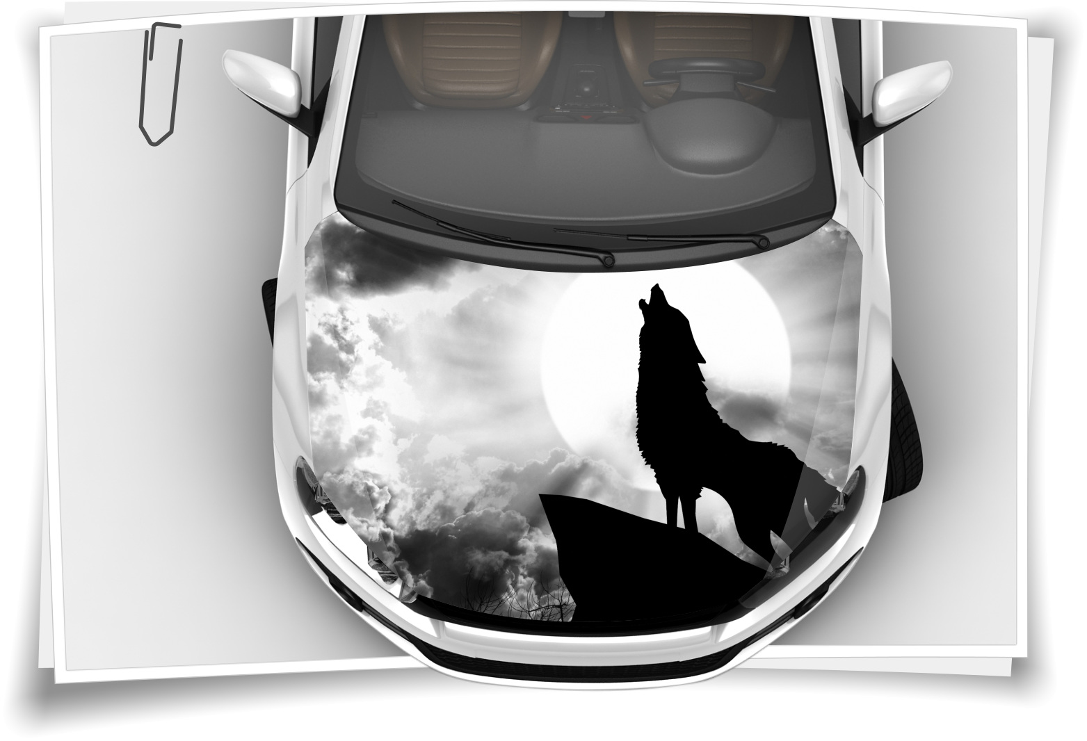 Wolf Mond Nacht Hund Motorhaube Auto-Aufkleber Steinschlag-Schutz