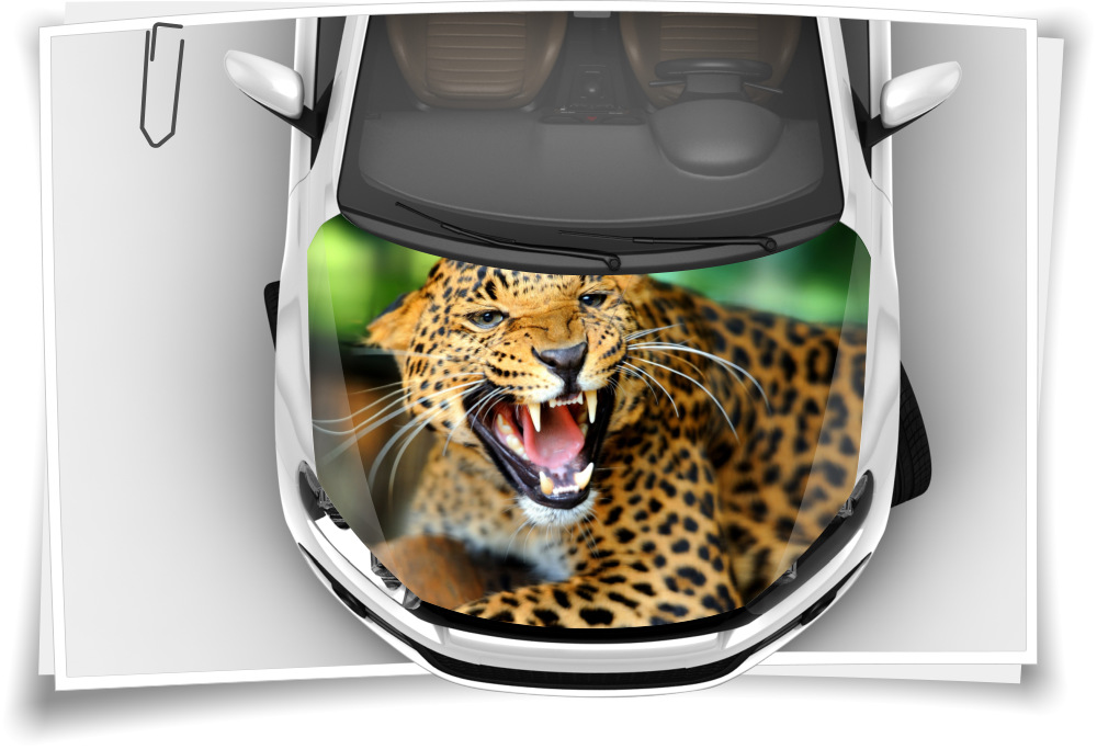 Leopard Sonne Holz Schwarz Motorhaube Auto-Aufkleber Schutz-Folie Airbrush Sport