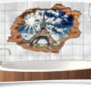 3D Fliesen-Aufkleber Fliesen-Bild Fliesen-Tattoo Fliesen-Sticker Wand-Durchbruch Eiffelturm Paris Frankreich