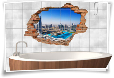 3D-Fliesen-Bilder Skyline Dubai Fliesen-tattoo Wolkenkratzer