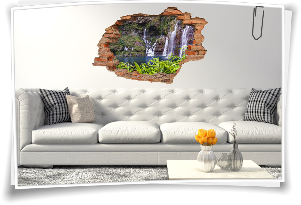 3D-Wand-Bild-er Wasser-fall Deko Wand-Tattoo Schlafzimmer Wand ... 3D-Wand-Bild-er Wasser-fall Deko Wand-Tattoo Schlafzimmer Wand ...