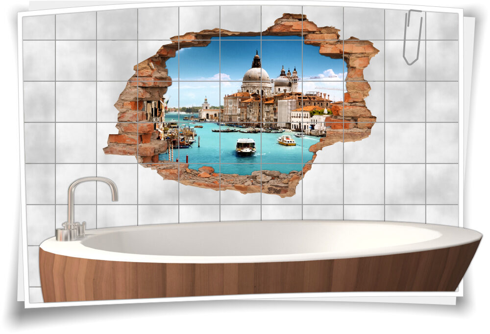 Bad Deko Italien-isch Venedig Fliesen-Aufkleber-3D