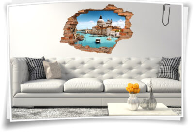 Wand-Tattoo-3D Wohnzimmer Deko Italien Venedig Wand-Aufkleber