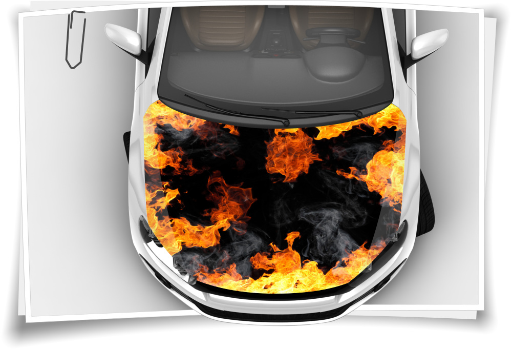 Feuer Flamme Schwarz Rauch Motorhaube Auto-Aufkleber Steinschlag