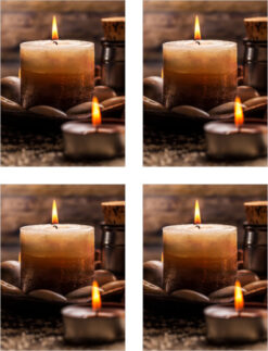 Fliesen-Aufkleber Bild Steine Kerzen Holz SPA Wellness Braun Beige Bad WC Deko