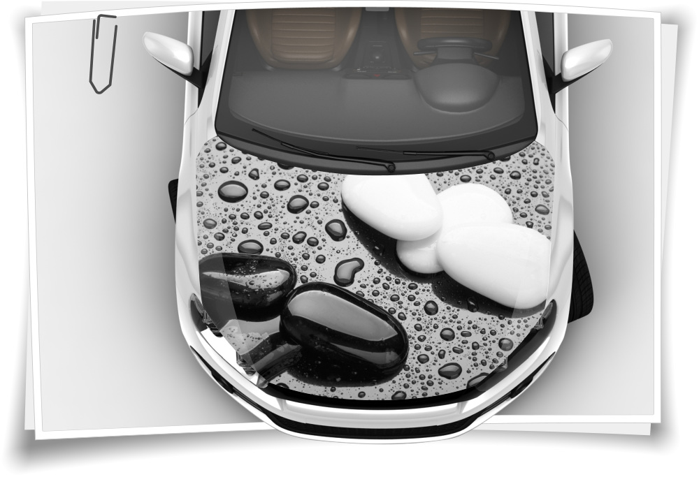 Weiß Schwarz Steine Yin Yang Motorhaube Auto-Aufkleber Steinschlag