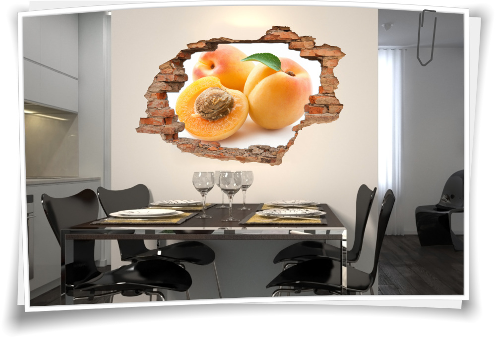 3D Wand-Bild Wand-Tattoo Wand-Aufkleber Aprikose Aprikose Gelb Orange  Frucht Küche – Medianlux-Shop