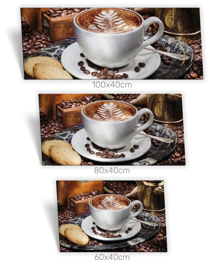 Leinwand-Bild Keilrahmen-Bild Kaffee-Bohnen Kaffee-Tasse Frühstück