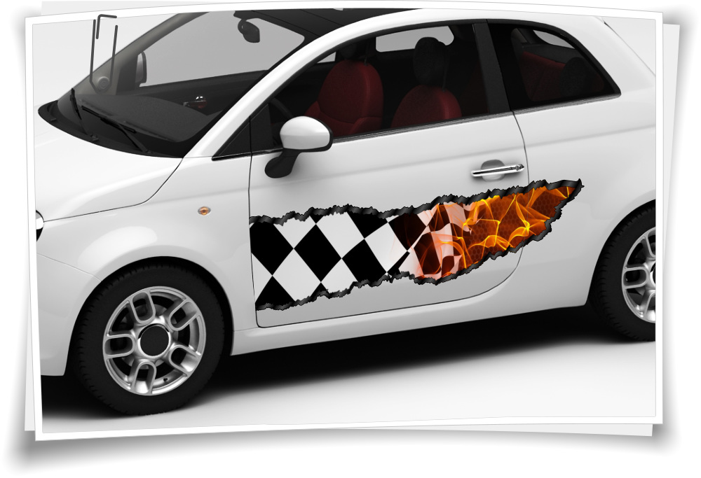 Auto-Aufkleber Seitenstreifen Tuning Karo Rennflagge Feuer Sport Turbo  Airbrush CarWrapping Folie – Medianlux-Shop