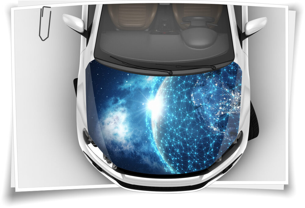 Welt Welt-Karte Digital Art Netz Blau Motorhaube Auto-Aufkleber Steinschlag- Schutz-Folie Airbrush Tuning – Medianlux-Shop