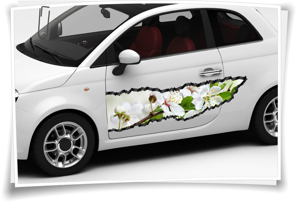 Auto-Aufkleber Seitenstreifen Blumen Blüten Weiß Grün Frühling Airbrush  Folie Tuning – Medianlux-Shop