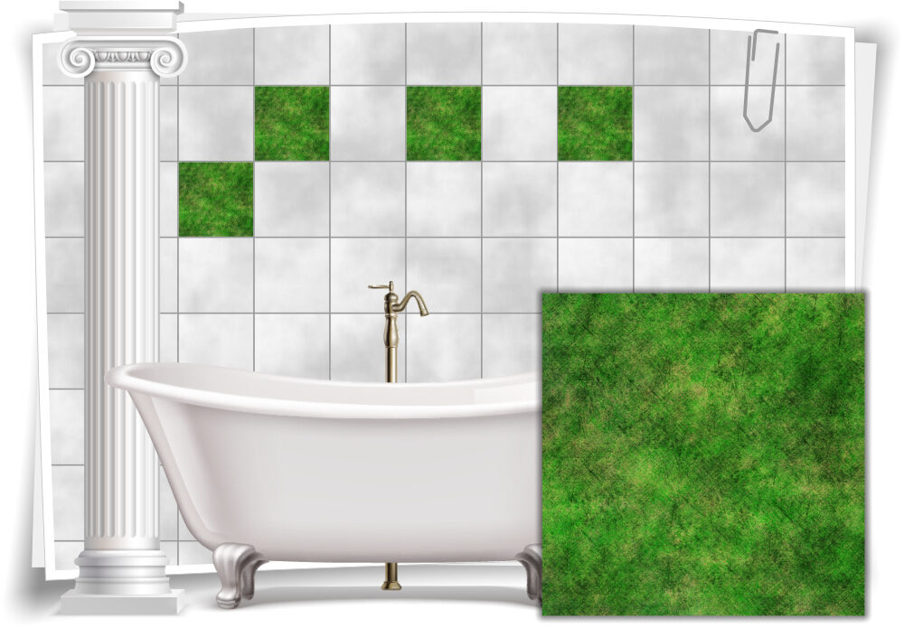 Fliesensticker Aufkleber Fliesenbild für Küche Mosaikmuster grün Kacheln 