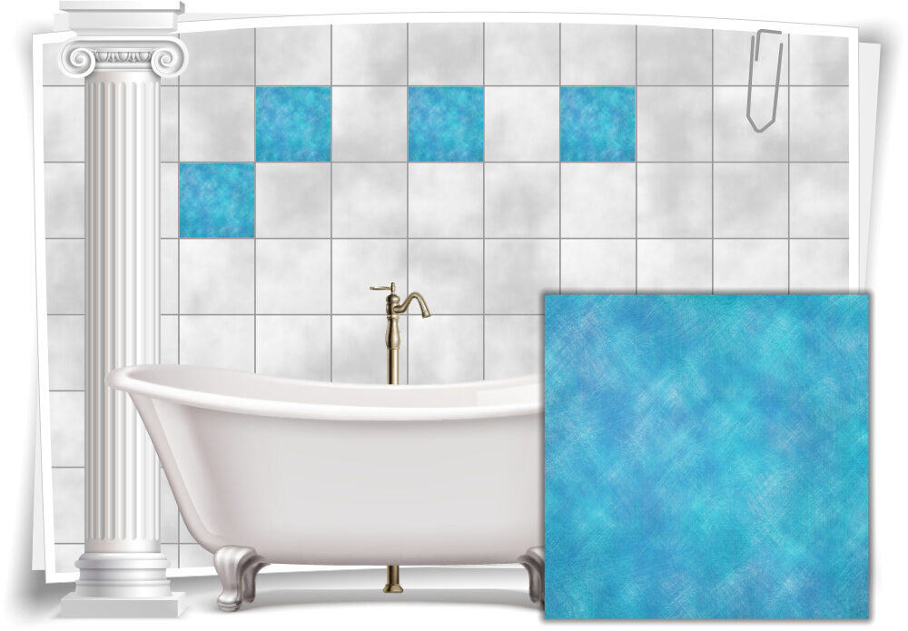 10x2,6cm BxH 12 Stück Fliesenaufkleber Fliesenbild Fliesen Aufkleber Mosaik Hellblau Kachel Bad WC Küche Deko Kachel Badezimmer