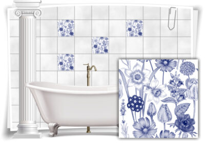 Fliesen-Aufkleber Fliesen-Bild Kachel Blumen Abstrakt Gemälde Bad WC Deko Küche 