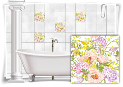 Fliesen-Aufkleber Fliesen-Bild Jasmin Salz Seesterne Blumen Steine Bad WC Deko 