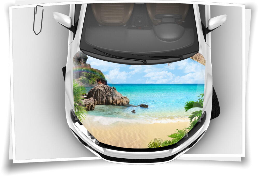 Motorhaube Auto-Aufkleber Strand Meer Insel Palmen Sand  Steinschlag-Schutz-Folie Airbrush Tuning – Medianlux-Shop