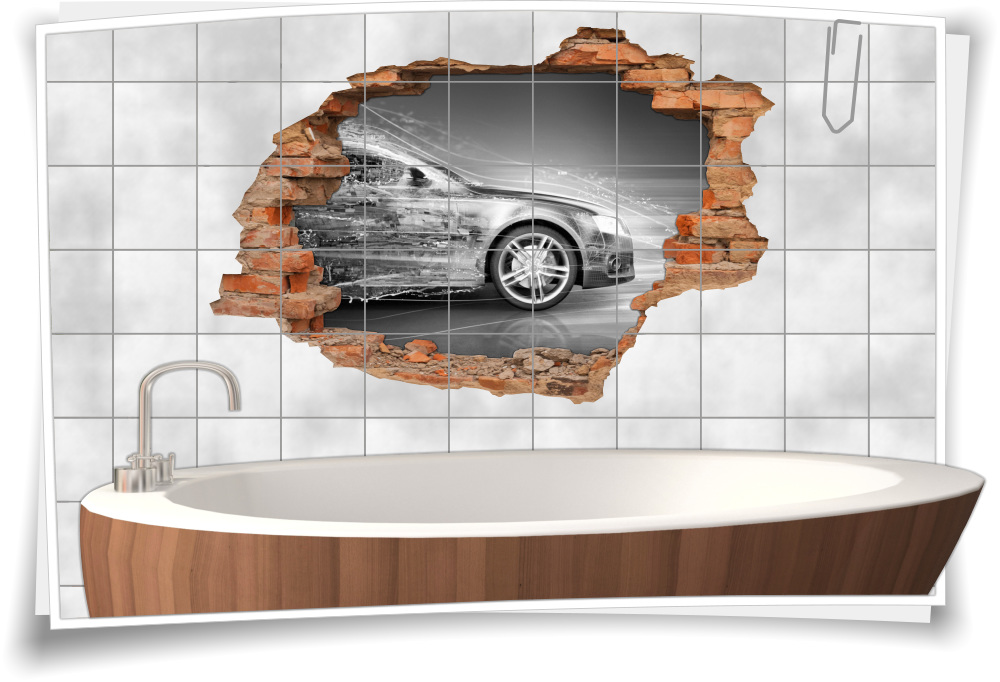 3D Fliesen-Bild Fliesen-Aufkleber Auto Sport Rennen Zerstörung Abstrakt  Reifen – Medianlux-Shop