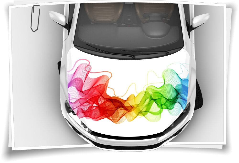 Motorhaube Auto-Aufkleber Bunt Abstrakt Regenbogen Linien  Steinschlag-Schutz-Folie Airbrush Tuning – Medianlux-Shop