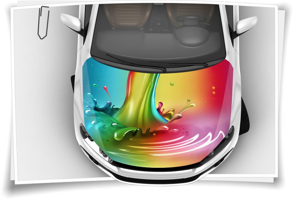 Motorhaube Auto-Aufkleber Bunt Abstrakt Regenbogen Tropfen Spritzer  Steinschlag-Schutz-Folie Airbrush Tuning – Medianlux-Shop