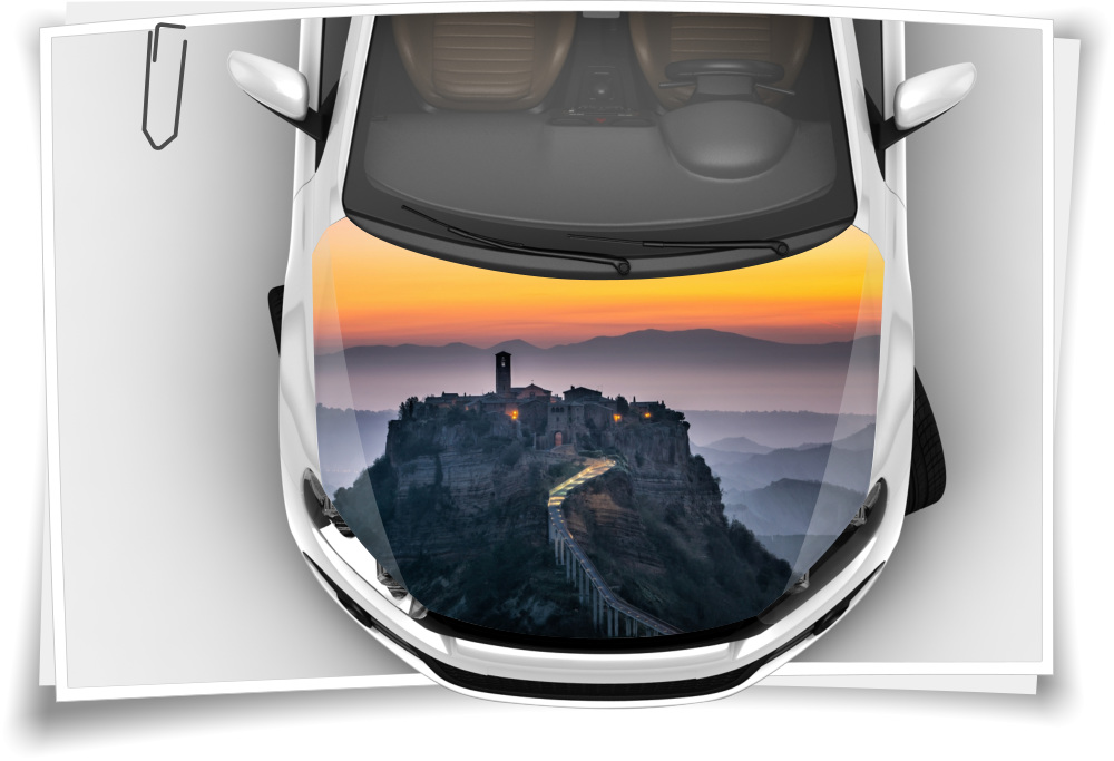 Motorhaube Auto-Aufkleber Civita di Bagnoregio Italien Alt-Stadt