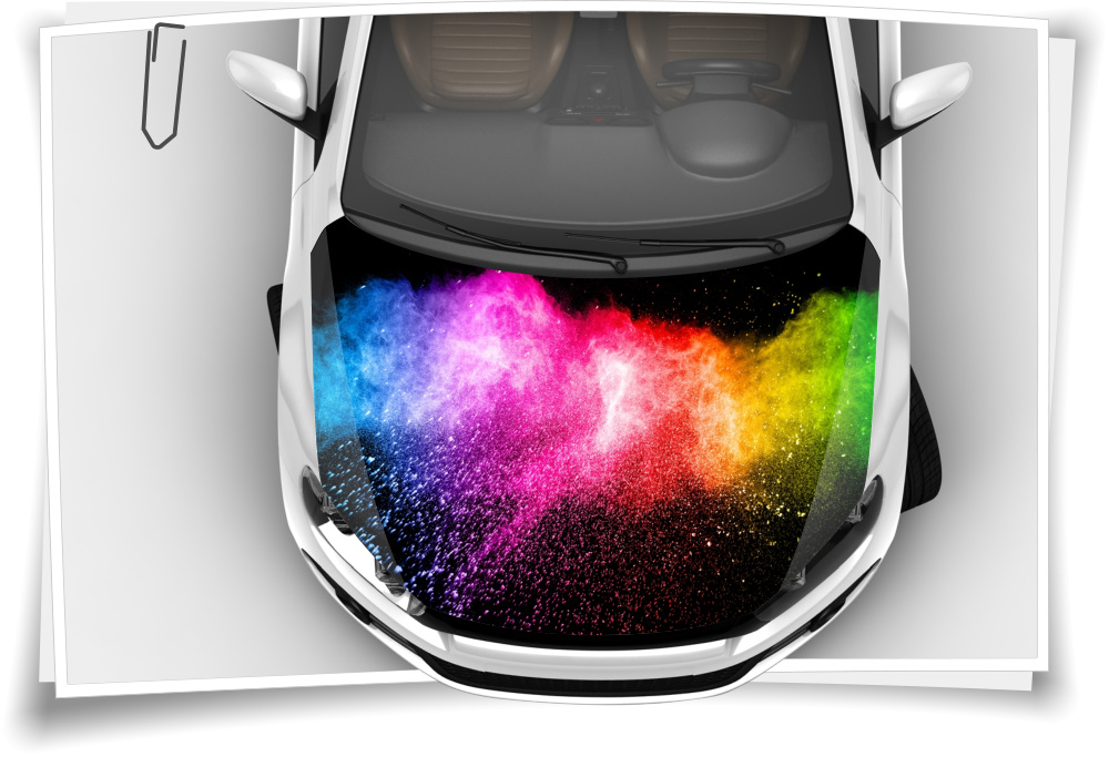 Motorhaube Auto-Aufkleber Pulver Explosion Bunt Regenbogen Gelb Rot Schwarz  Steinschlag-Schutz-Folie Airbrush Tuning – Medianlux-Shop