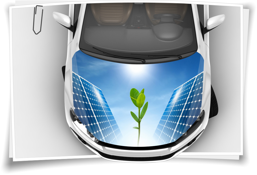 Motorhaube Auto-Aufkleber Solar Solarzellen Energie Grün Blau