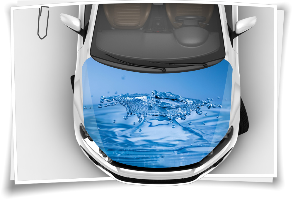 Motorhaube Auto-Aufkleber Wasser Aqua Blau Wassertropfen Spritzer