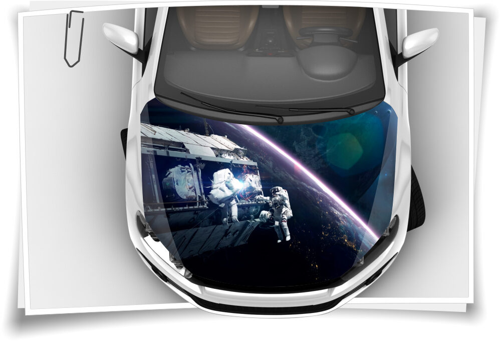 Motorhaube Auto-Aufkleber Weltall Astronaut Erde Mond Satellit ISS  Steinschlag-Schutz-Folie Airbrush Tuning – Medianlux-Shop