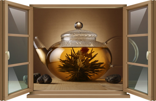 Tea Time Kanne mit Glas Wandtattoo Wandsticker Wandaufkleber 