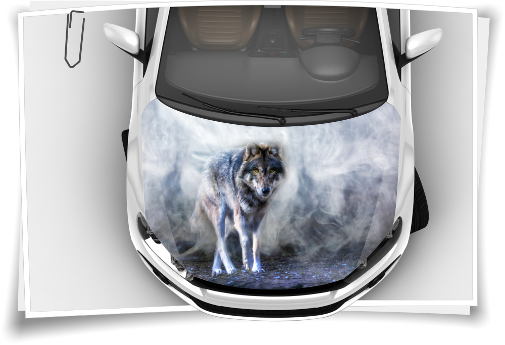 Motorhaube Auto-Aufkleber Wolf Nebel Rauch Wildnis Alpha Tiere