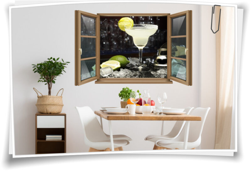 Wand-Tattoo Wand-Bild Fenster Cocktail-Bar Smoothie Glas Früchte ...