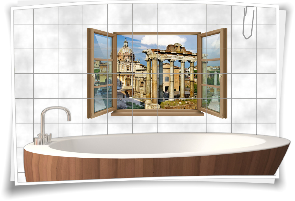 Fliesen-Aufkleber Fliesen-Bild Fenster Forum Romanum Rom Reisen Urlaub Bad  WC Aufkleber Folie Deko – Medianlux-Shop
