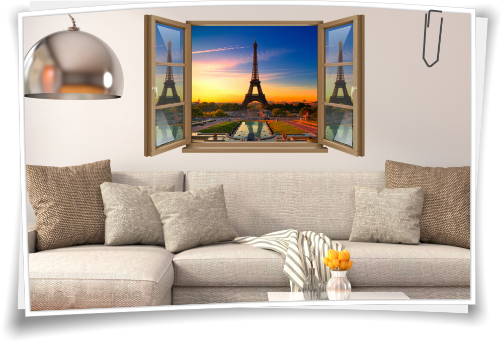 Wand-Tattoo Wand-Bild Fenster Eiffelturm Paris Frankreich Denkmal Aufkleber  Folie Deko – Medianlux-Shop