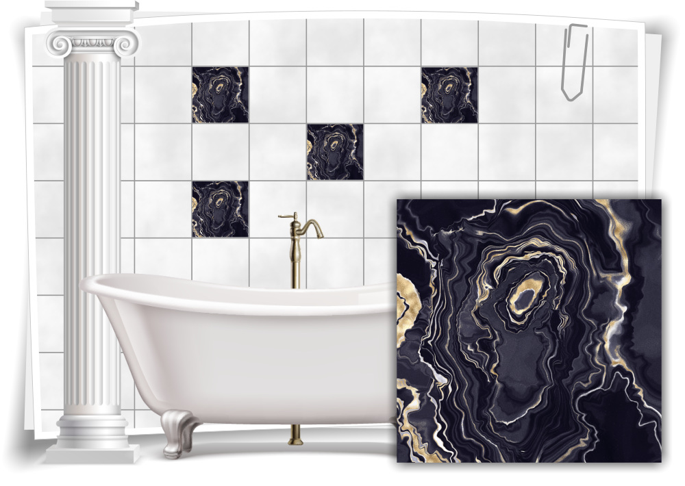 Küche & Bad Fliesensticker Foto Fliesen Fliesenfolie Marmor schwarz 